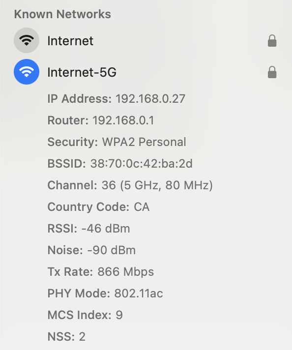 IP address dialog on macOS, showing IP address of my machine, and the network router connecting to the internet
