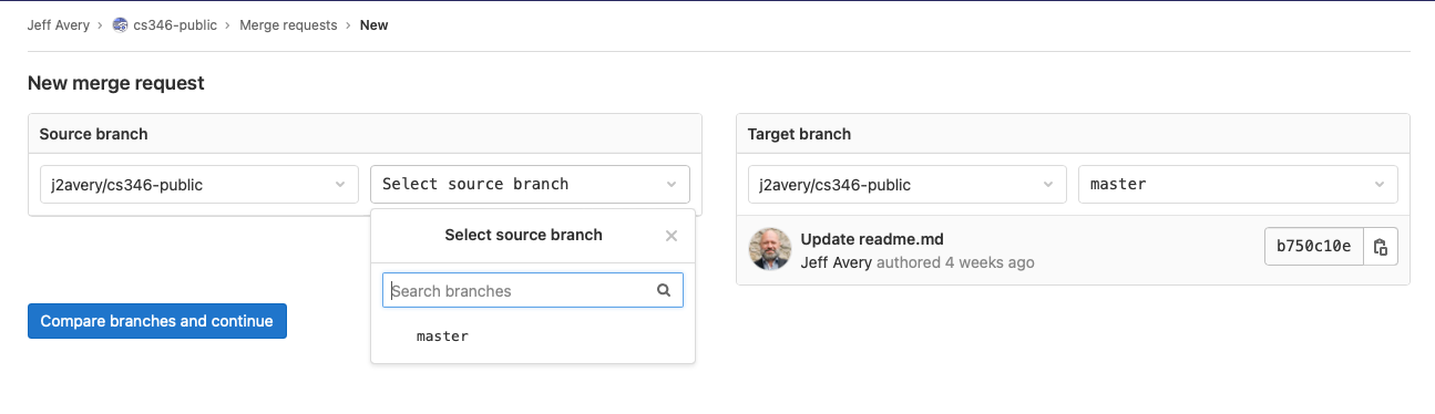 Creating a Merge Request in GitLab