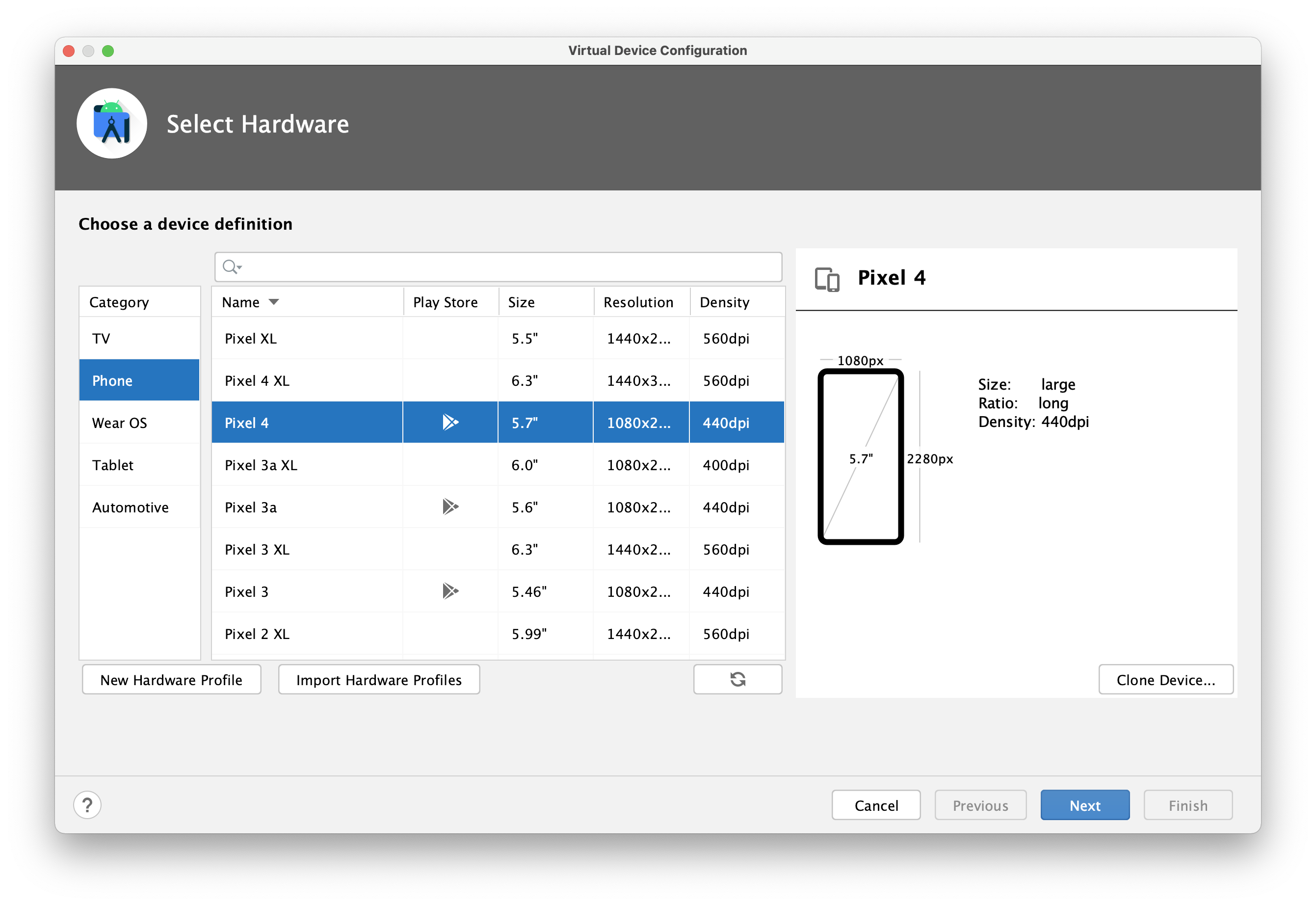 Android AVD Manager