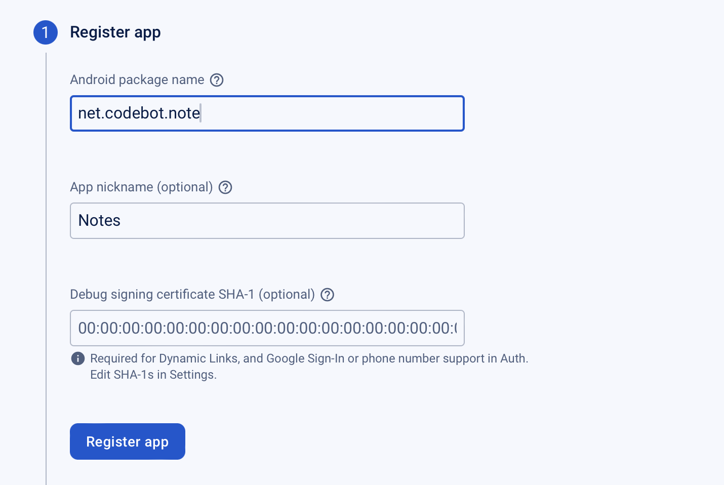 Firebase Step 1