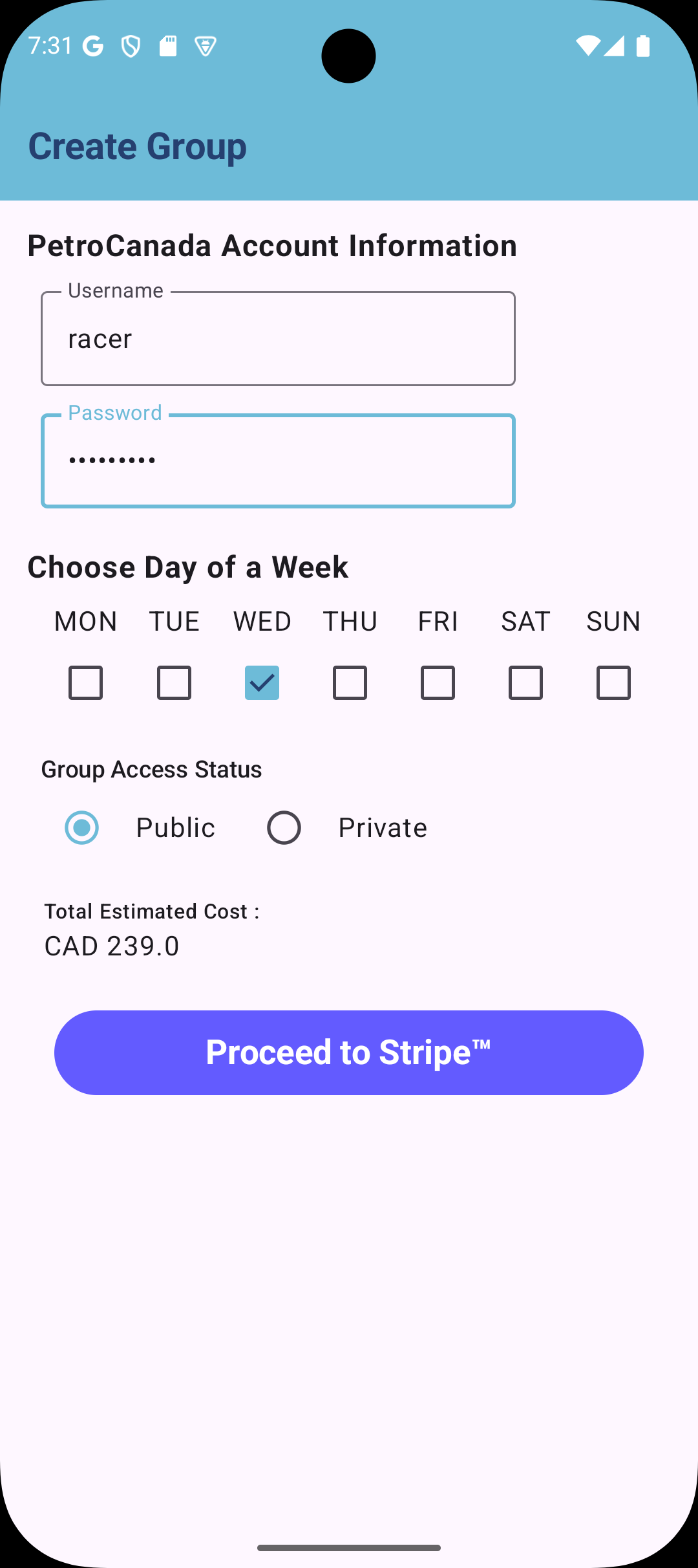 Group setup