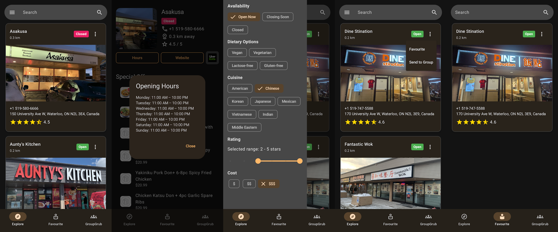 Exploring restaurants