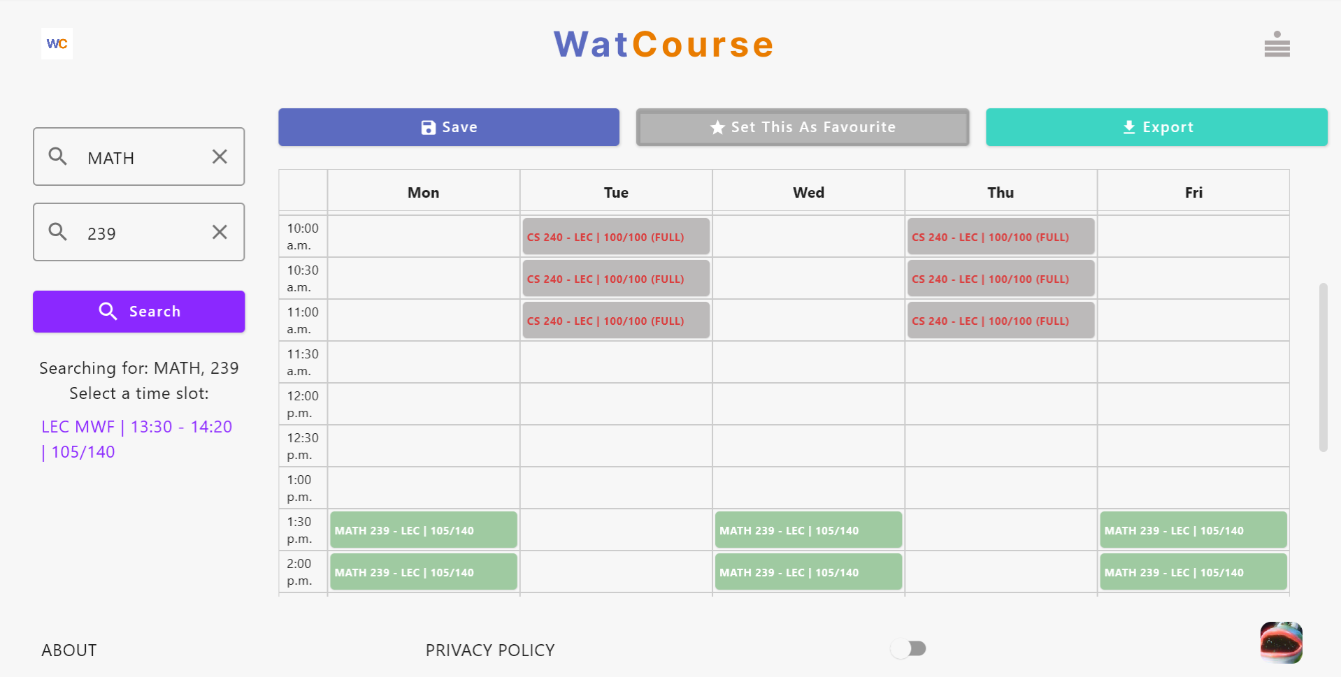 Edit selected courses