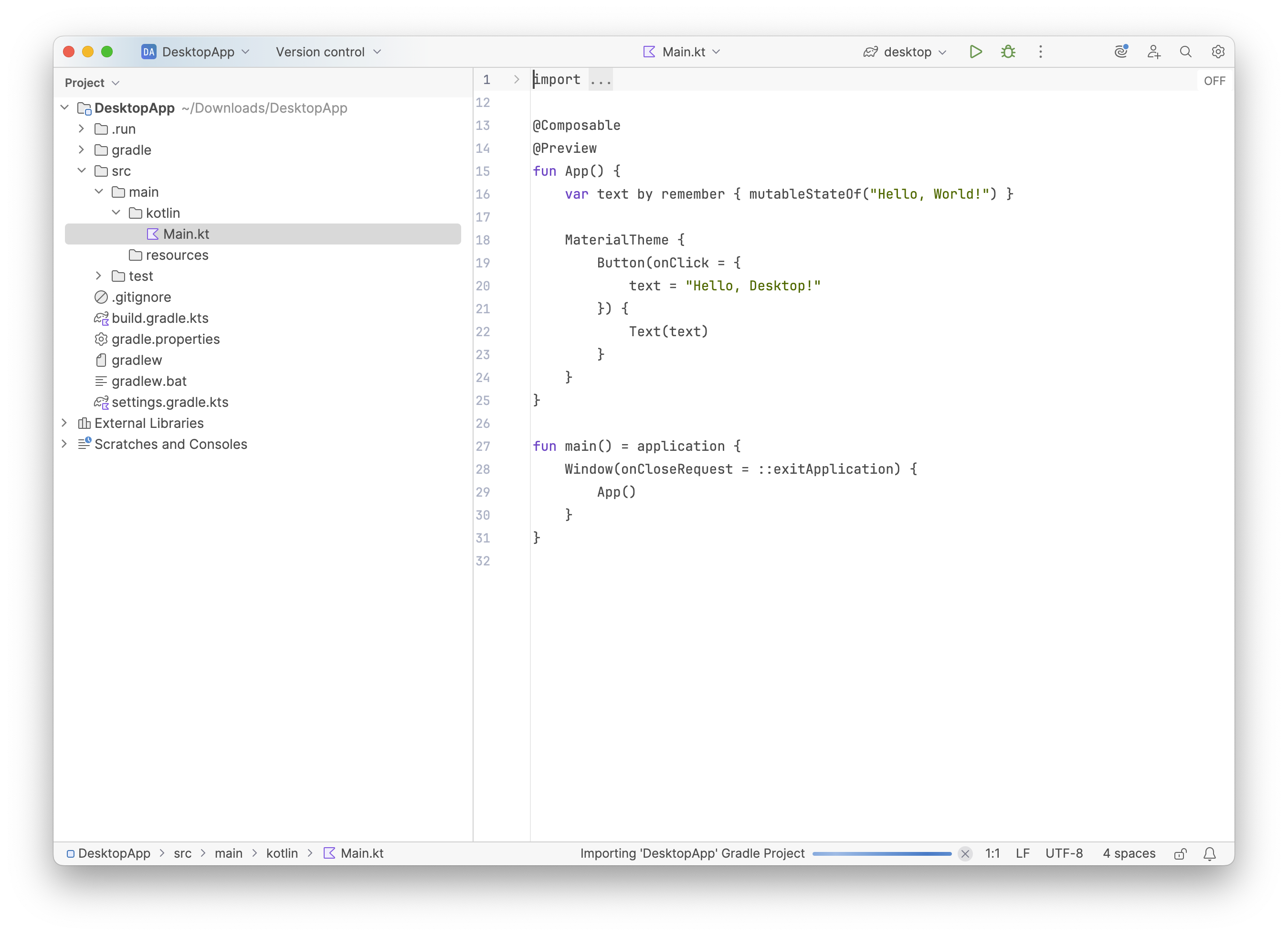 Empty Project Window