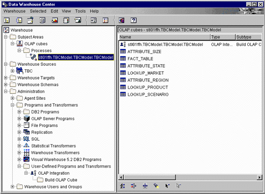 The Data Warehouse Center Window