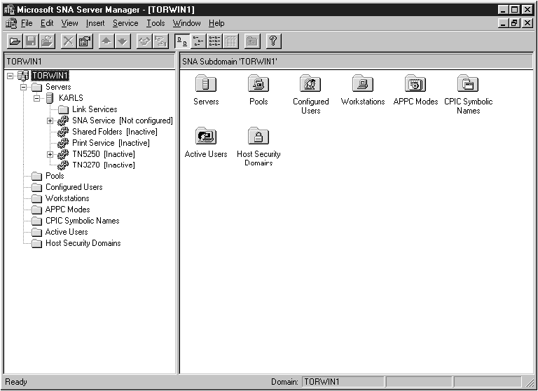 The Microsoft SNA Server Manager