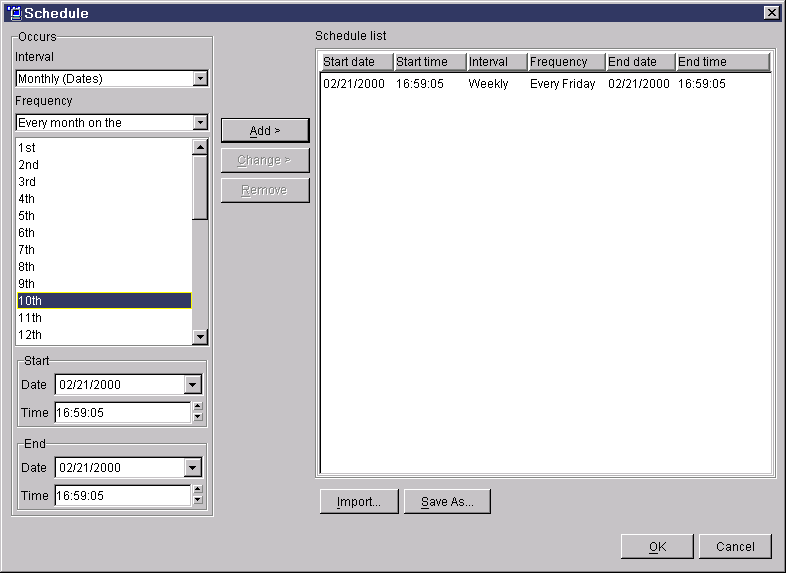 Schedule window for a query
