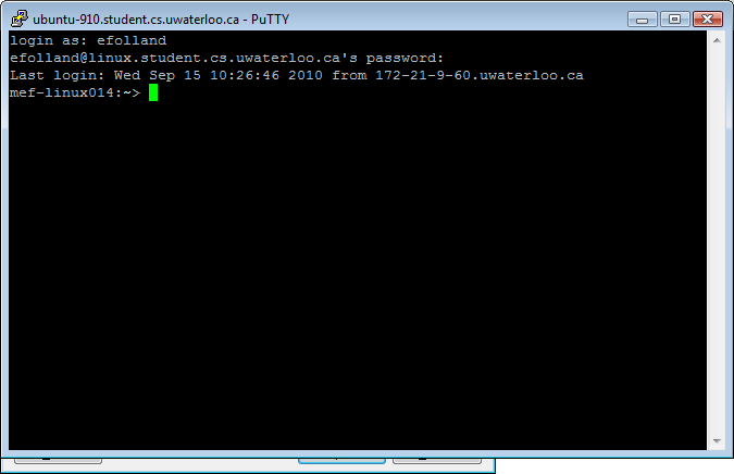 PuTTY terminal window